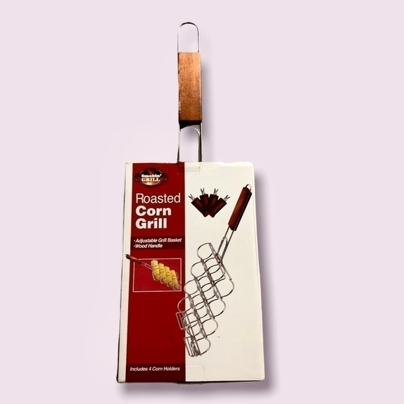 NIB 4 Corn Holder Roasted Corn Grill With Wooden Handle - Picture 2 of 4